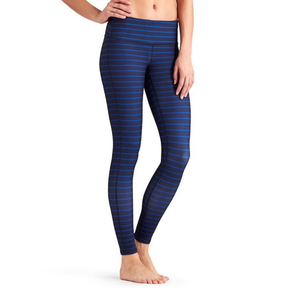 Athleta Stripes Chaturanga Tight Leggings Women’s Small Blue Activewear Stretch